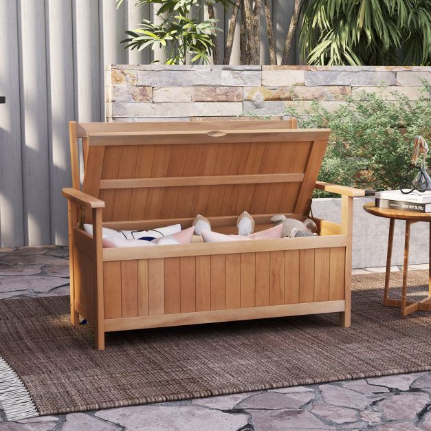 120cm Patio Storage Bench Hardwood Storage Loveseat