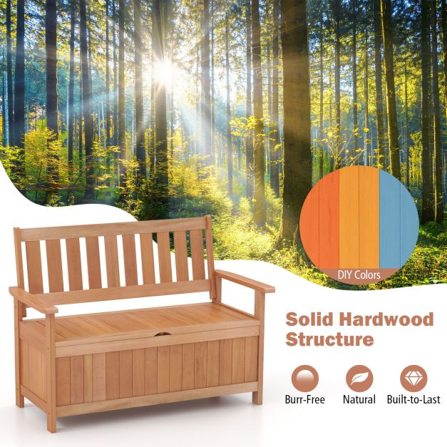 120cm Patio Storage Bench Hardwood Storage Loveseat