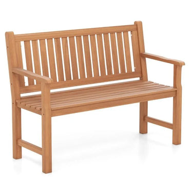 120CM Outdoor Bench Solid Wood with Curved Armrests and Backrest
