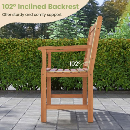 120CM Outdoor Bench Solid Wood with Curved Armrests and Backrest
