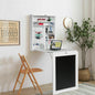 Folding Wall Mounted Drop-Leaf Table, Space Saving Floating Computer Desk with Chalkboard and Adjustable Storage Shelves