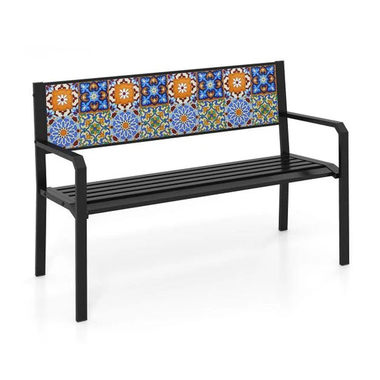 127cm Garden Metal Bench with Curved Seat