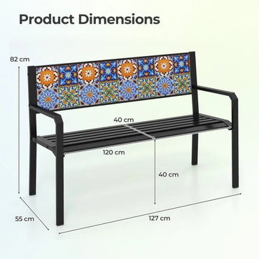 127cm Garden Metal Bench with Curved Seat