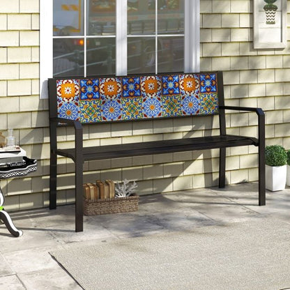 127cm Garden Metal Bench with Curved Seat