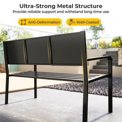 127cm Garden Metal Bench with Curved Seat