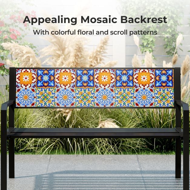 127cm Garden Metal Bench with Curved Seat
