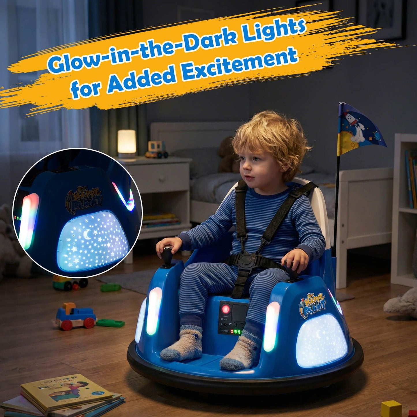 12V Bumper Car for Kids with Remote Control and Lighting Modes
