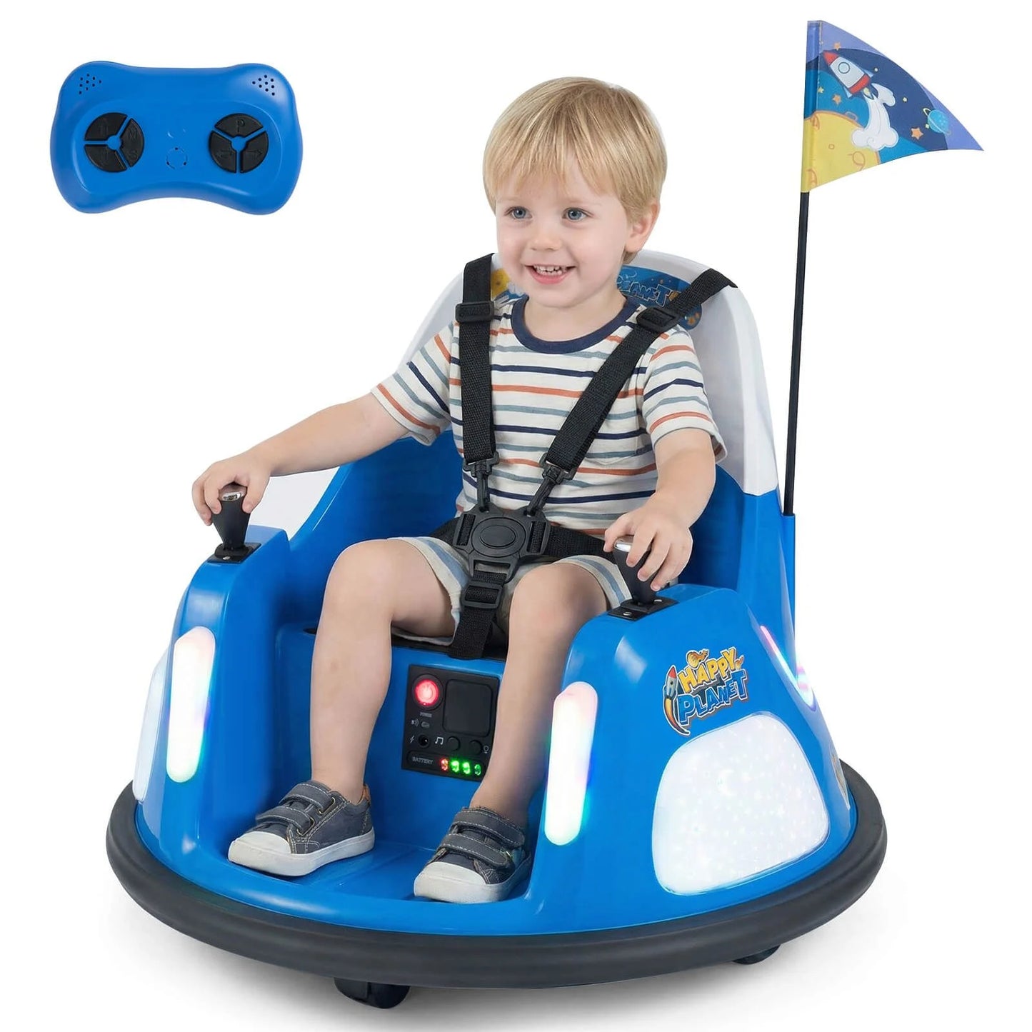 12V Bumper Car for Kids with Remote Control and Lighting Modes