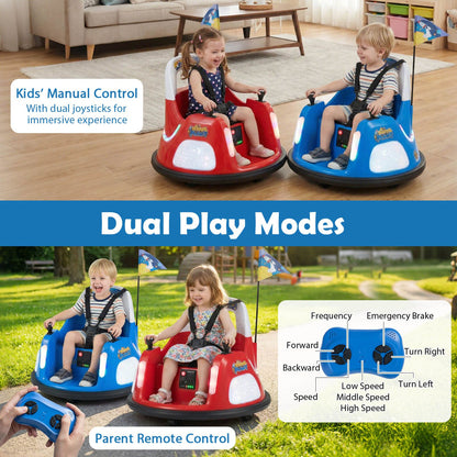 12V Bumper Car for Kids with Remote Control and Lighting Modes