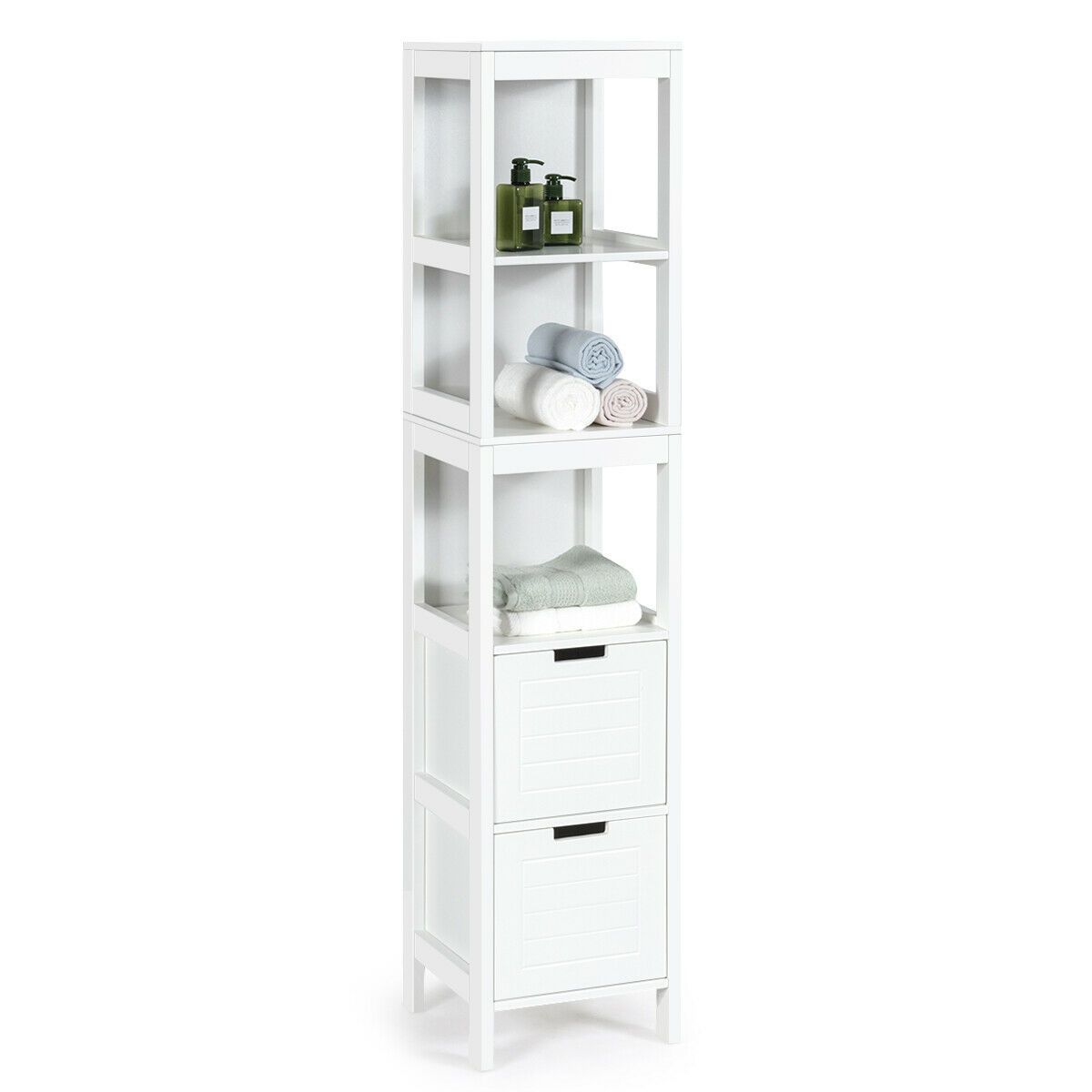 Tall Bath Storage Unit with 2 Deep Box Drawers