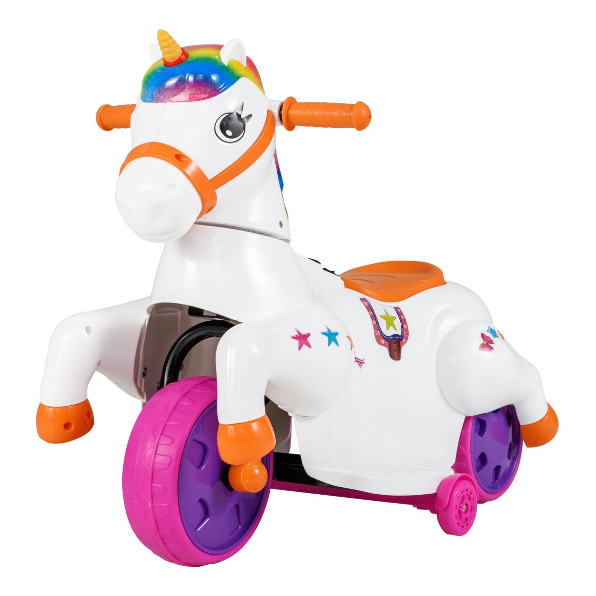 12V Kids Ride on Toy, Electric Ride on Unicorn with Training Wheels, Horse Riding Mode