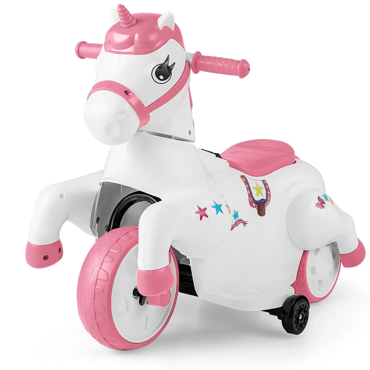 12V Kids Ride on Toy, Electric Ride on Unicorn with Training Wheels, Horse Riding Mode