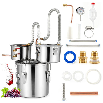 13.6/22/38L Stainless Steel Water Alcohol Distiller with Build-in Thermometer