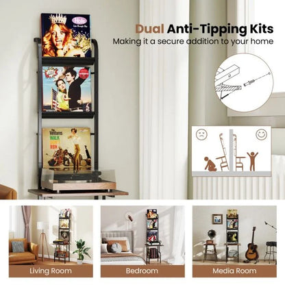 144cm Tall Record Player Stand with Vinyl Storage for Living Room Bedroom