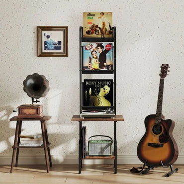 144cm Tall Record Player Stand with Vinyl Storage for Living Room Bedroom