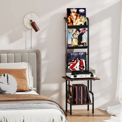 144cm Tall Record Player Stand with Vinyl Storage for Living Room Bedroom