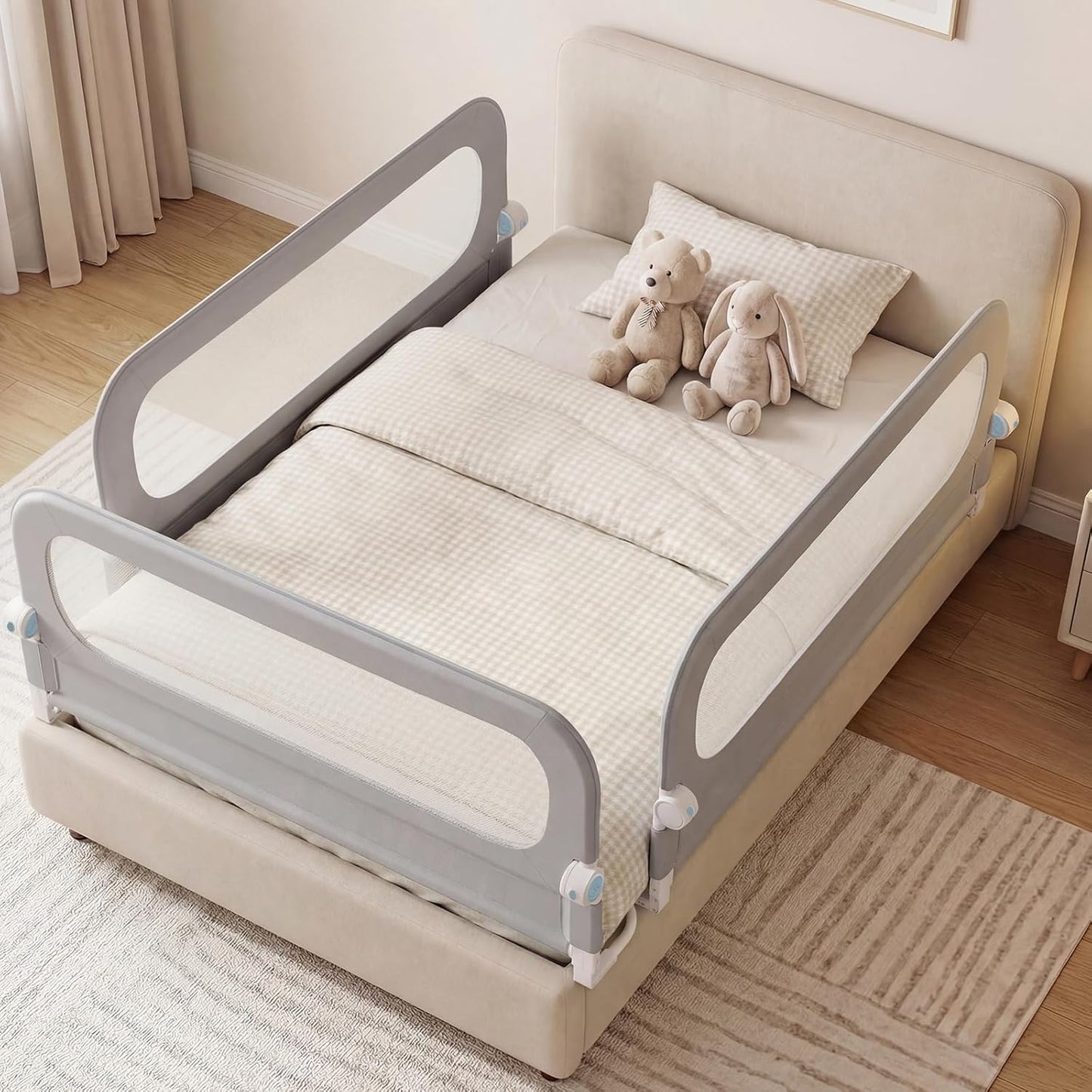 80/120/148/178/198 cm Long Adjustable Baby Bed Rail Guard with Extra Buckle