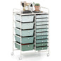 GiantexUK 15 Drawers Rolling Trolley, Utility Storage Organizer Cart with Wheels