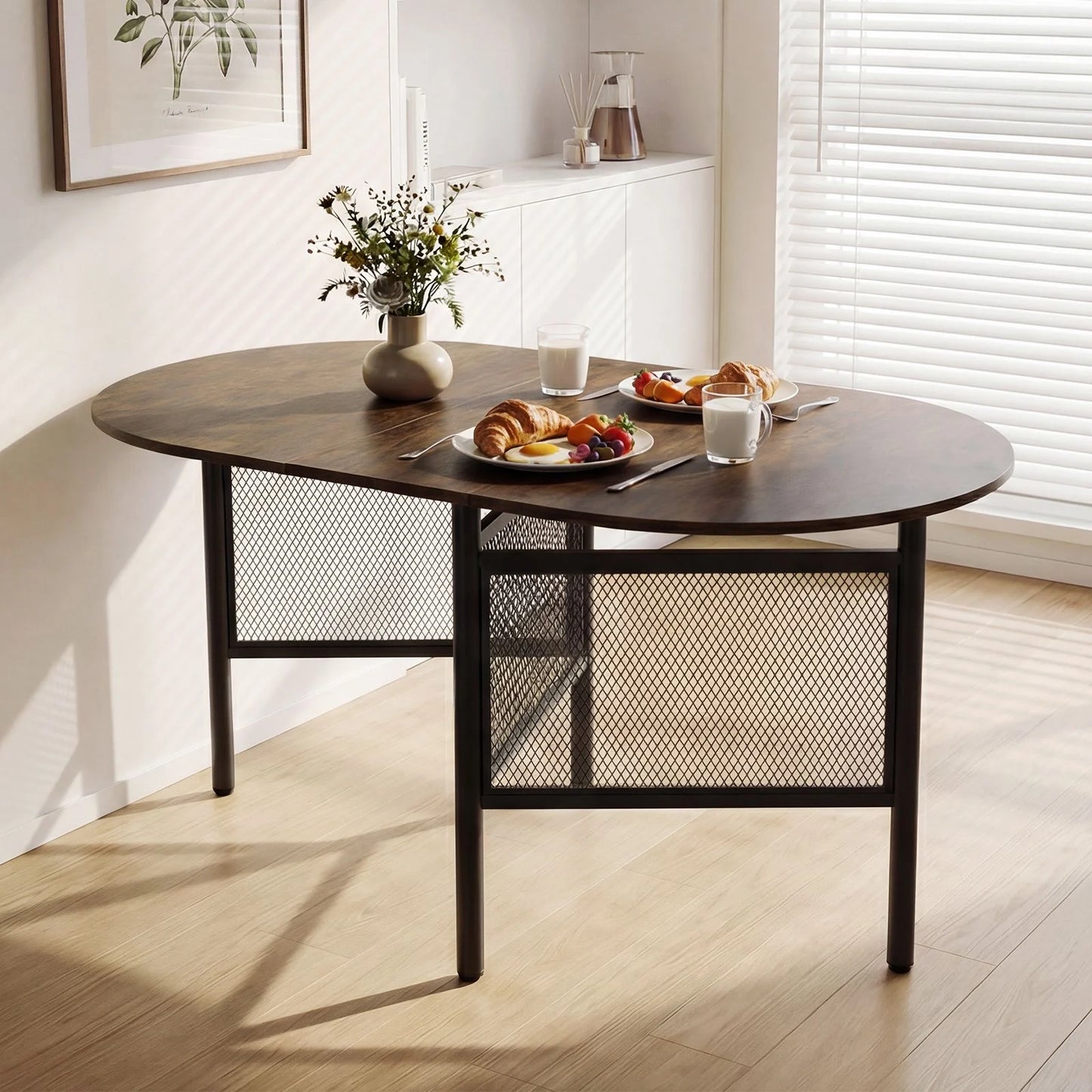 150 CM Folding Dining Table for 6-8 People with Metal Legs
