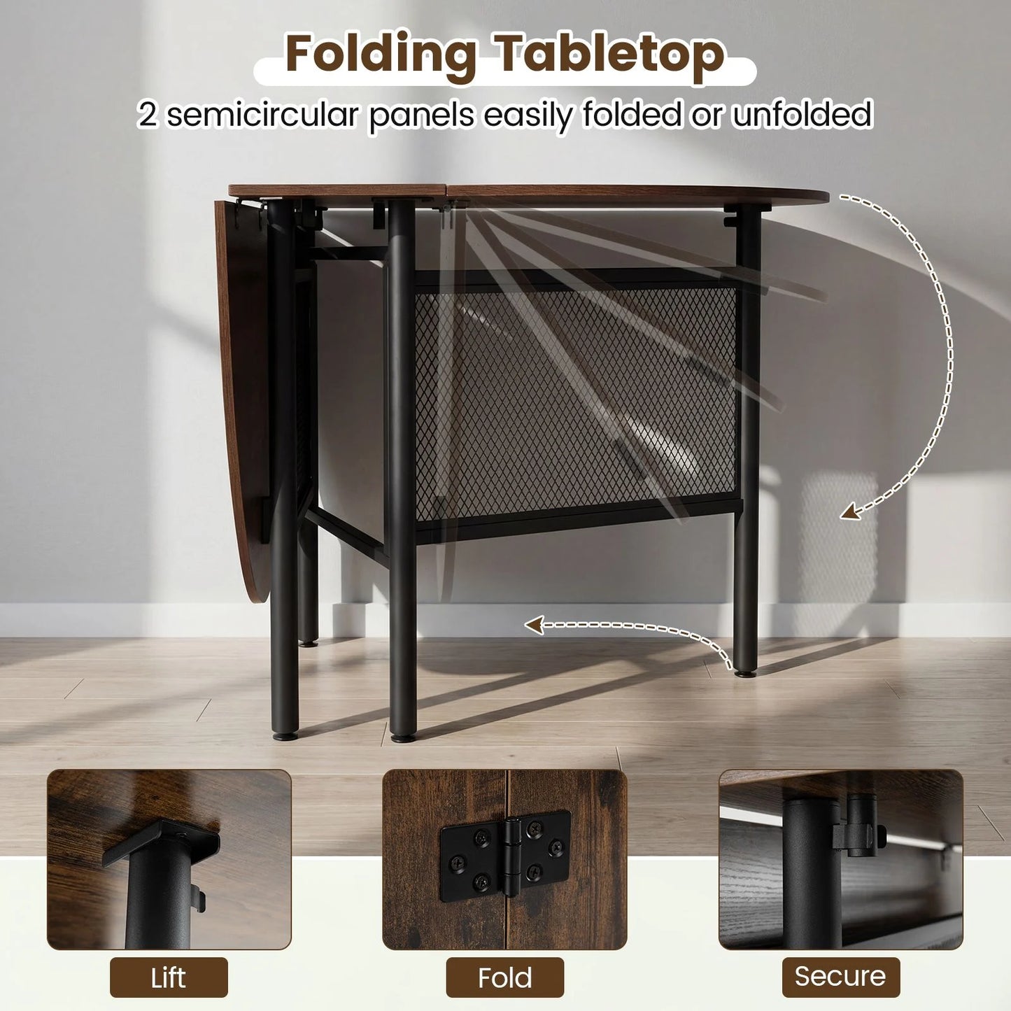 150 CM Folding Dining Table for 6-8 People with Metal Legs
