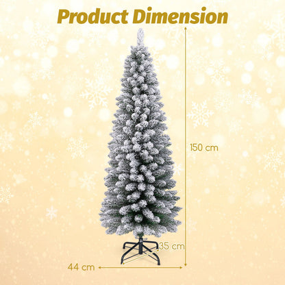 120/150 CM Snow Flocked Artificial Christmas Tree with 240/328 Branch Tips