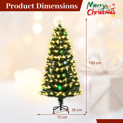 120/150 cm Fiber Optic Christmas Tree Artificial Pre-lit Xmas Tree with 8 Lighting Modes