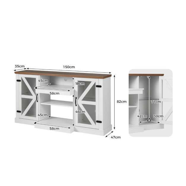 150 CM Media Console Table TV Cabinet for TVs up to 68 Inch