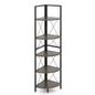 160 CM 5 tier Corner Bookshelf with Metal Frame X-shaped Brackets