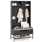4-in-1 Coat Rack with Seat Cushion and Open Compartments