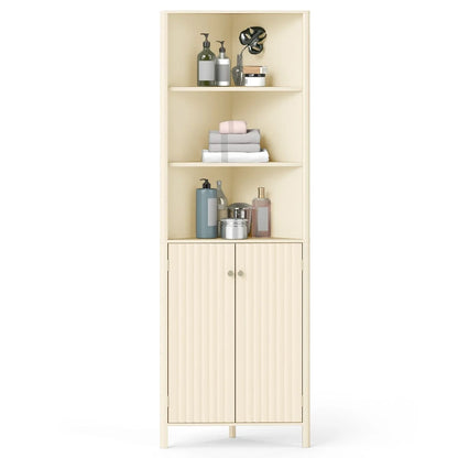 172 CM Tall Corner Cabinet with 5 Shelves and 2 Fluted Doors
