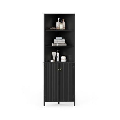 172 CM Tall Corner Cabinet with 5 Shelves and 2 Fluted Doors