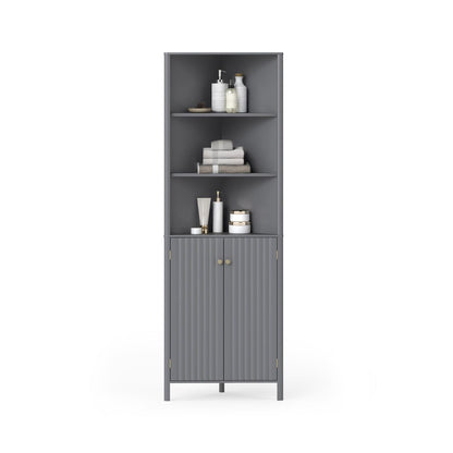 172 CM Tall Corner Cabinet with 5 Shelves and 2 Fluted Doors