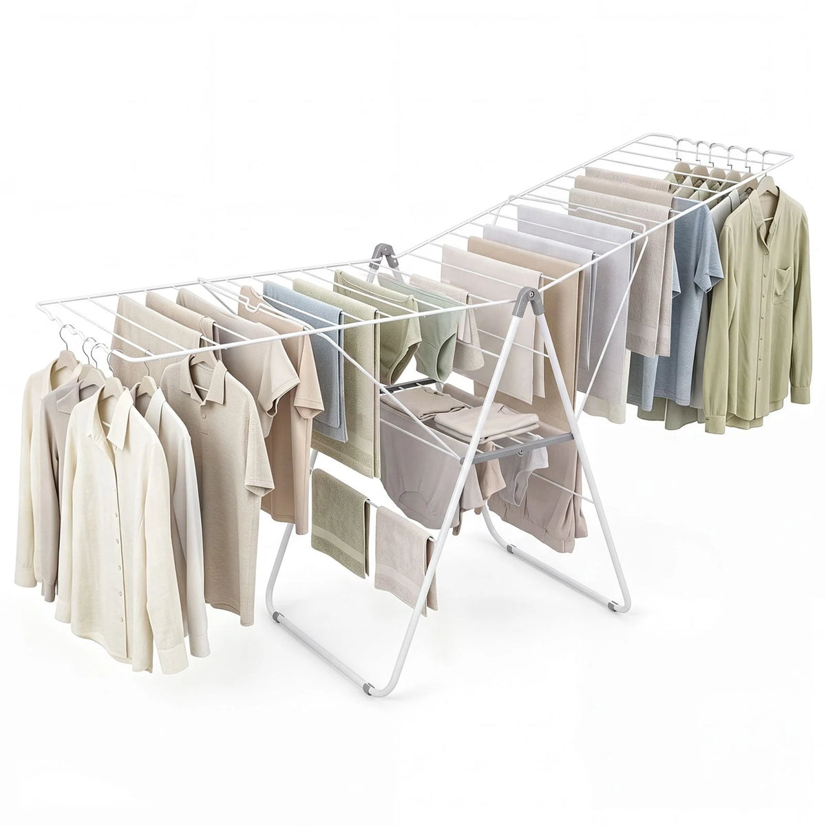 178 cm Clothes Drying Rack with 11-Level Adjustable Height Heavy-duty Metal Laundry Rack