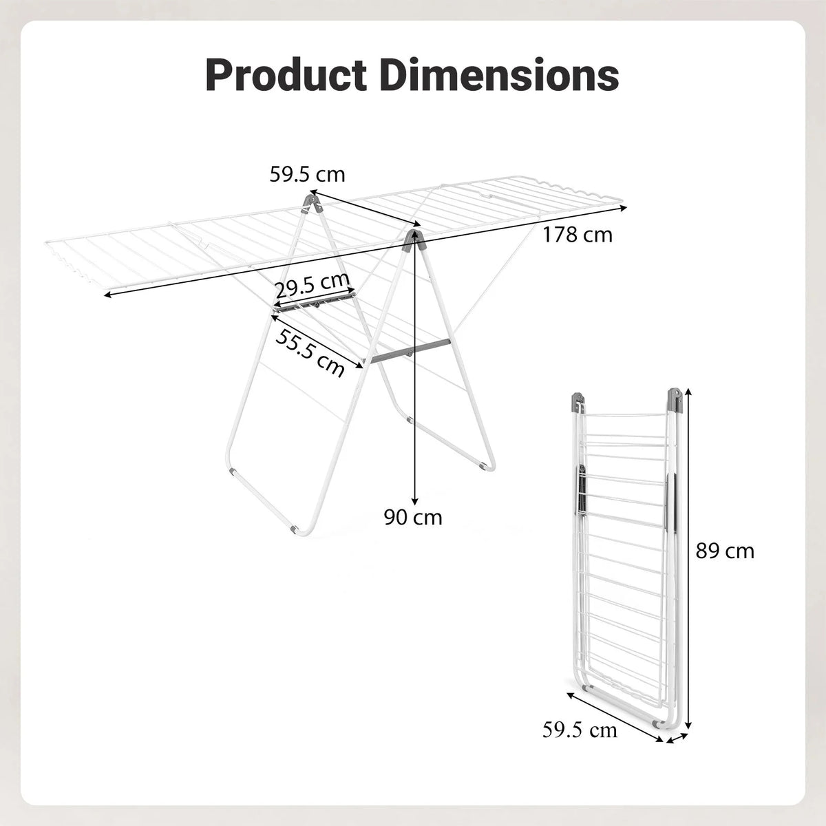 178 cm Clothes Drying Rack with 11-Level Adjustable Height Heavy-duty Metal Laundry Rack