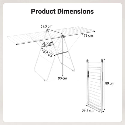 178 cm Clothes Drying Rack with 11-Level Adjustable Height Heavy-duty Metal Laundry Rack