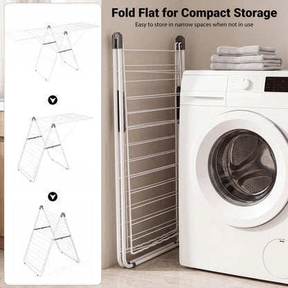 178 cm Clothes Drying Rack with 11-Level Adjustable Height Heavy-duty Metal Laundry Rack