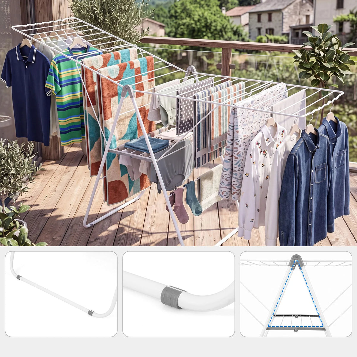 178 cm Clothes Drying Rack with 11-Level Adjustable Height Heavy-duty Metal Laundry Rack