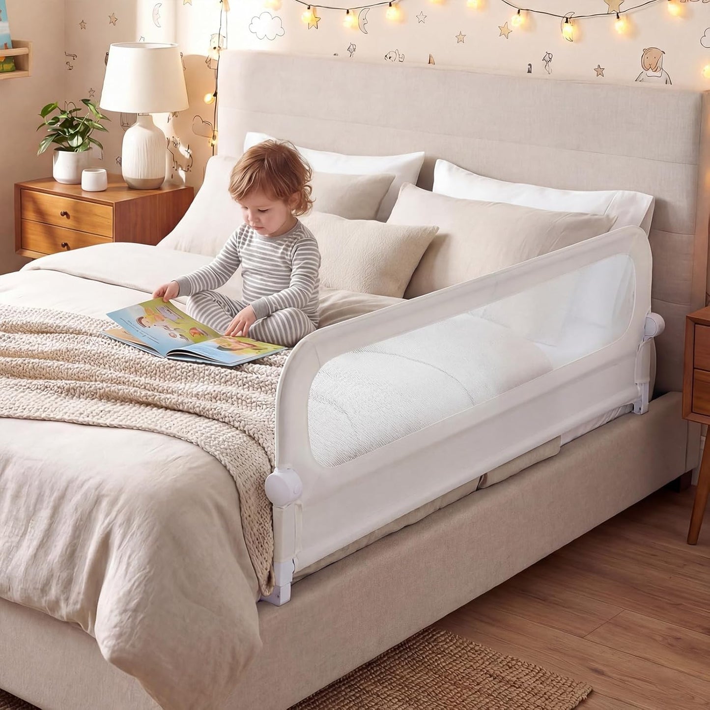 80/120/148/178/198 cm Long Adjustable Baby Bed Rail Guard with Extra Buckle