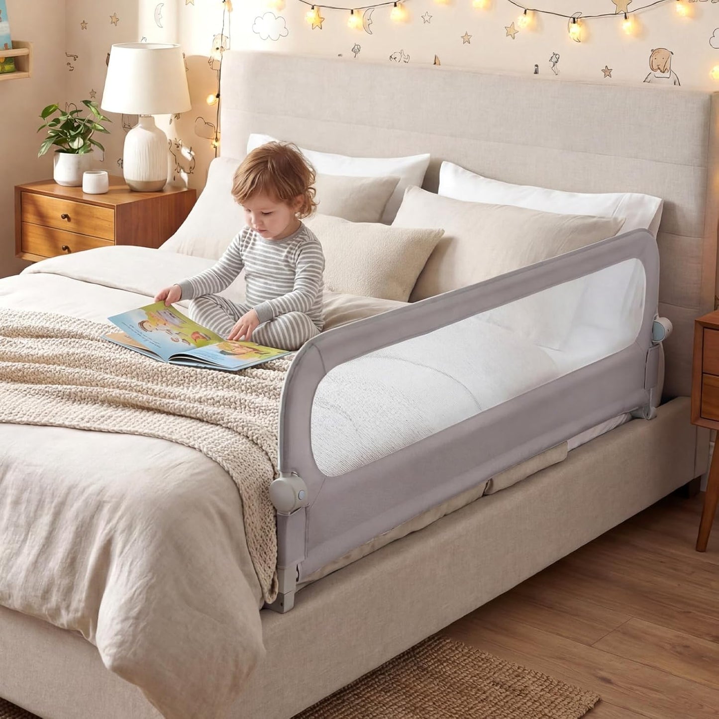 80/120/148/178/198 cm Long Adjustable Baby Bed Rail Guard with Extra Buckle