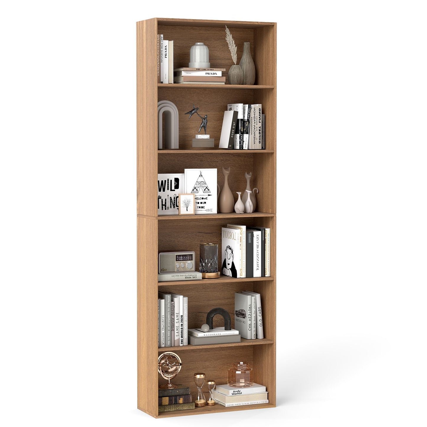60 x 24 x 178 cm Floor Standing Book Storage Organizer with 2 Anti-tipping Kits