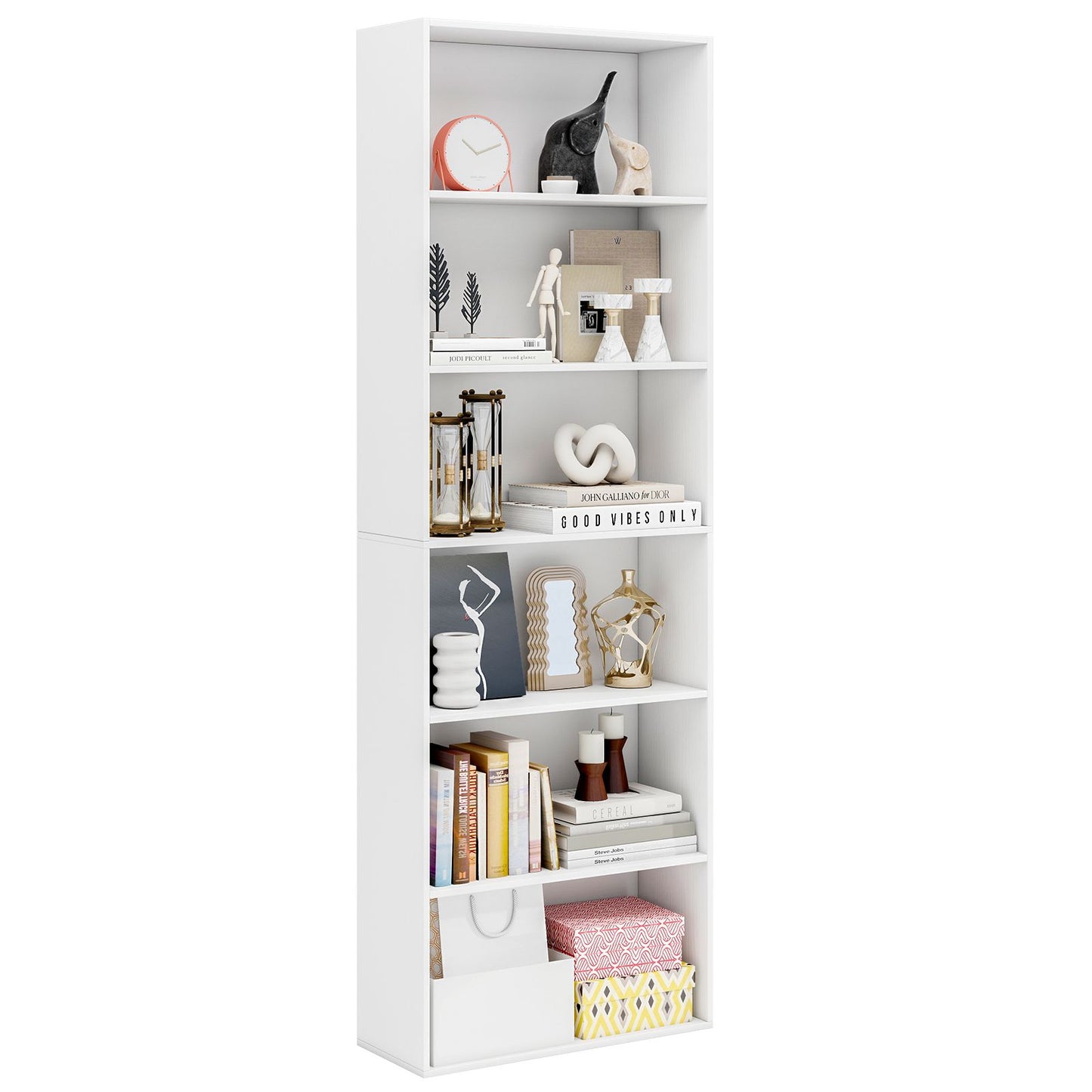 60 x 24 x 178 cm Floor Standing Book Storage Organizer with 2 Anti-tipping Kits