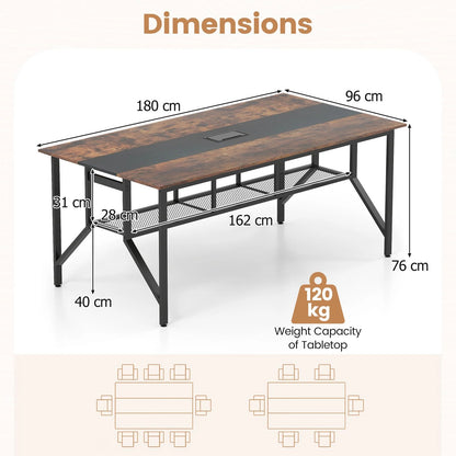 180 CM Conference Table Large Meeting Table for 6-8 People