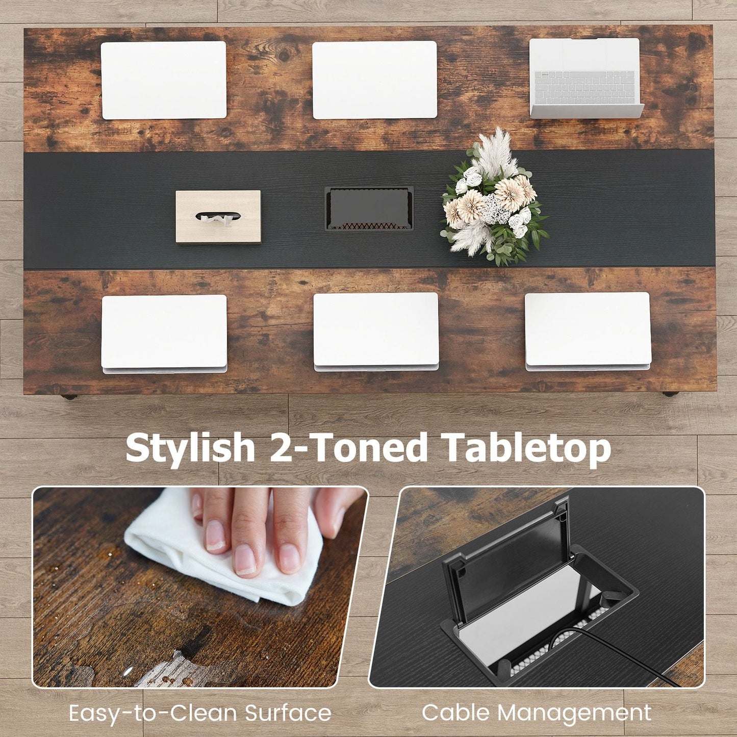 180 CM Conference Table Large Meeting Table for 6-8 People