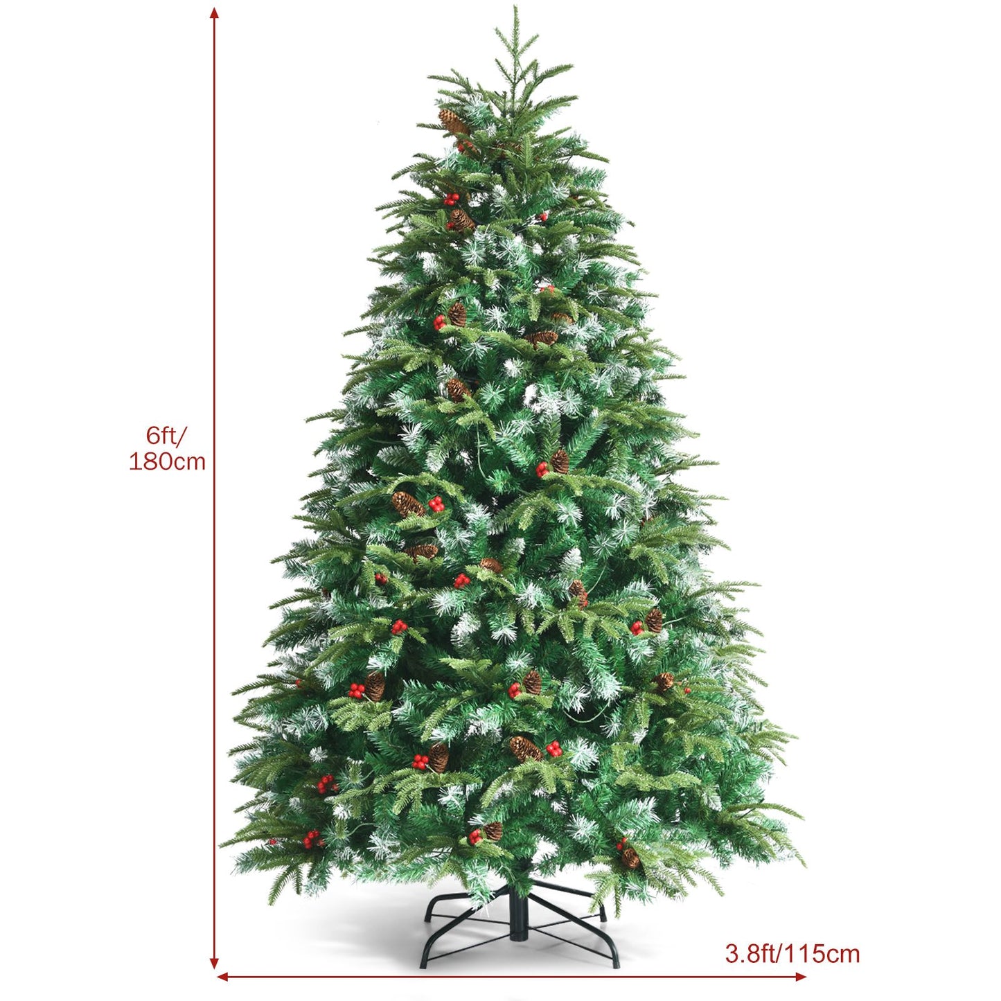150/180/210 CM Artificial Christmas Tree with LED Lights and Tips