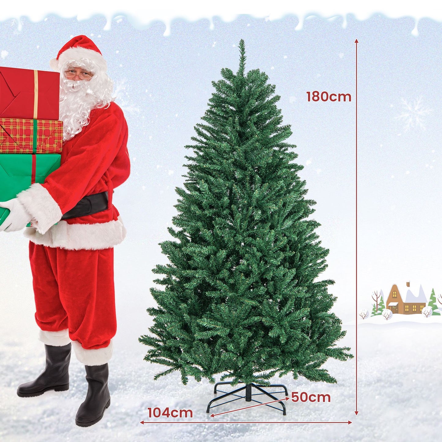 180cm Artificial Christmas Tree with PVC Branch Tips