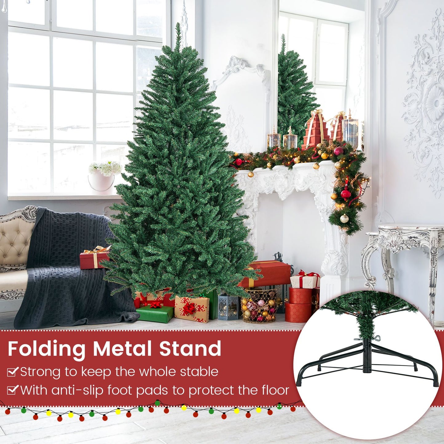 180cm Artificial Christmas Tree with PVC Branch Tips