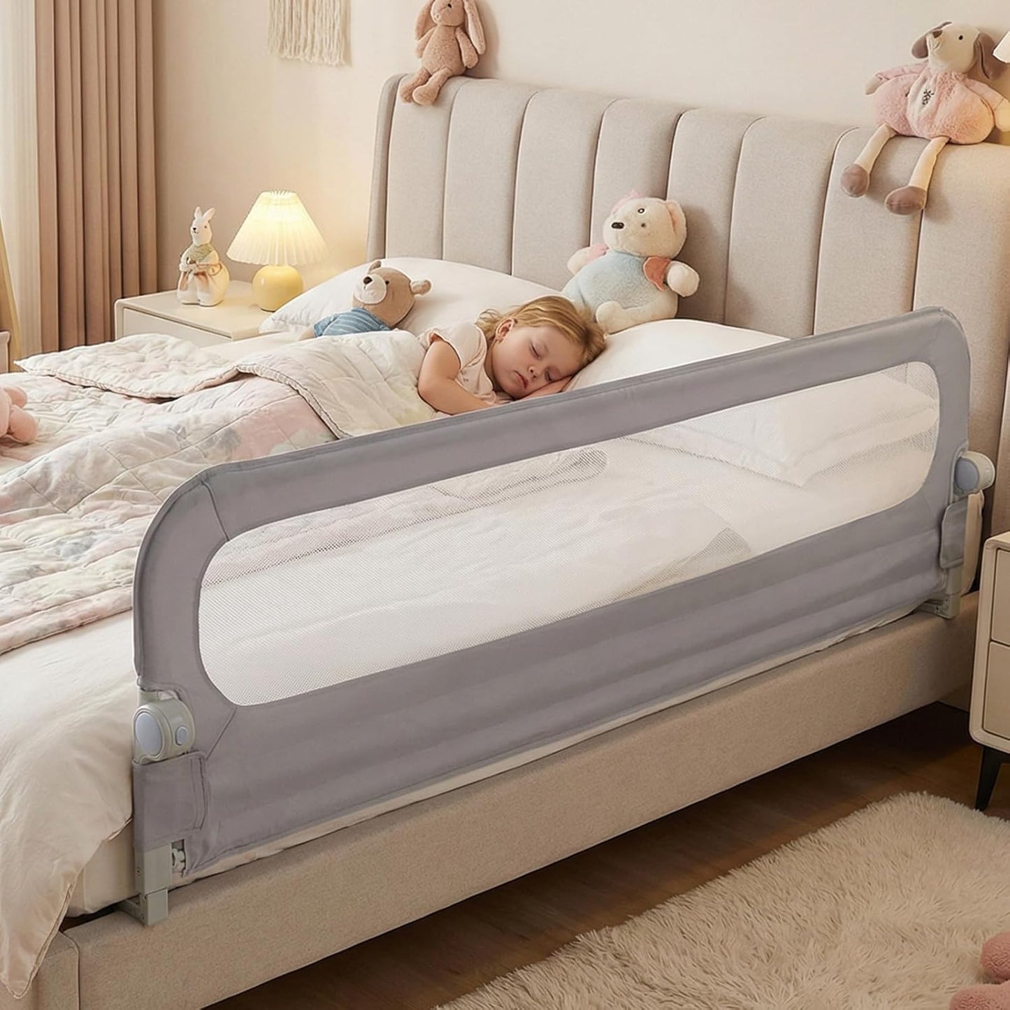 80/120/148/178/198 cm Long Adjustable Baby Bed Rail Guard with Extra Buckle