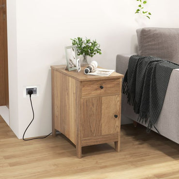 End Table with Charging Station USB Ports and Outlets