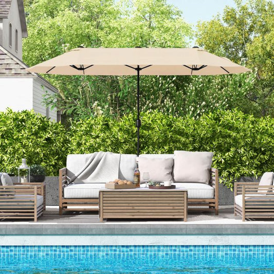 4m Double sided Patio Umbrella with Crank Handle for Garden Pool Backyard