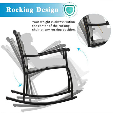 3 Piece Rocking Table Chairs Set with Coffee Table for Poolside
